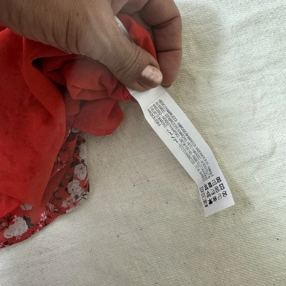 Zara Babydoll Maxi Sundress Red Floral V Neck Sleeveless Size M Coquette Fairy - Picture 12 of 15